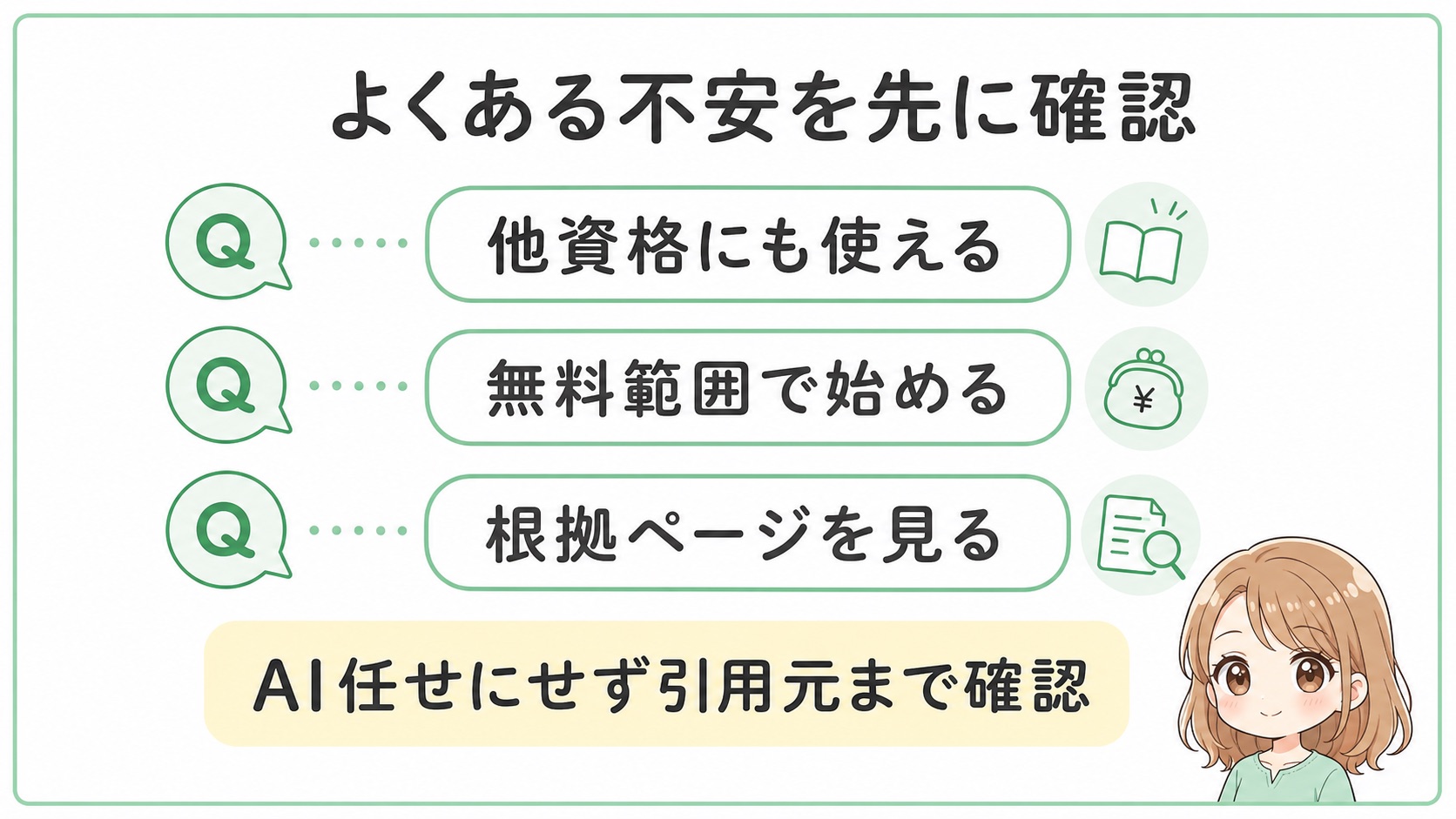 NotebookLM勉強法のよくある不安を確認する図