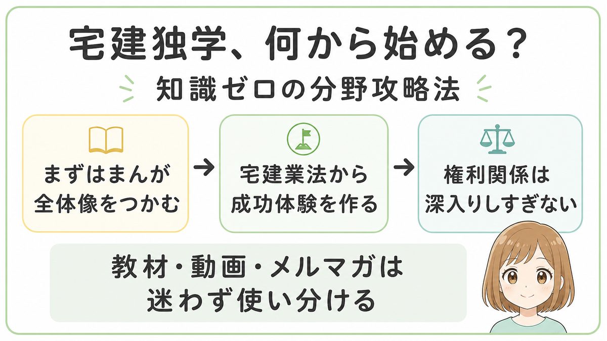 宅建独学で知識ゼロから始める分野攻略法の図解