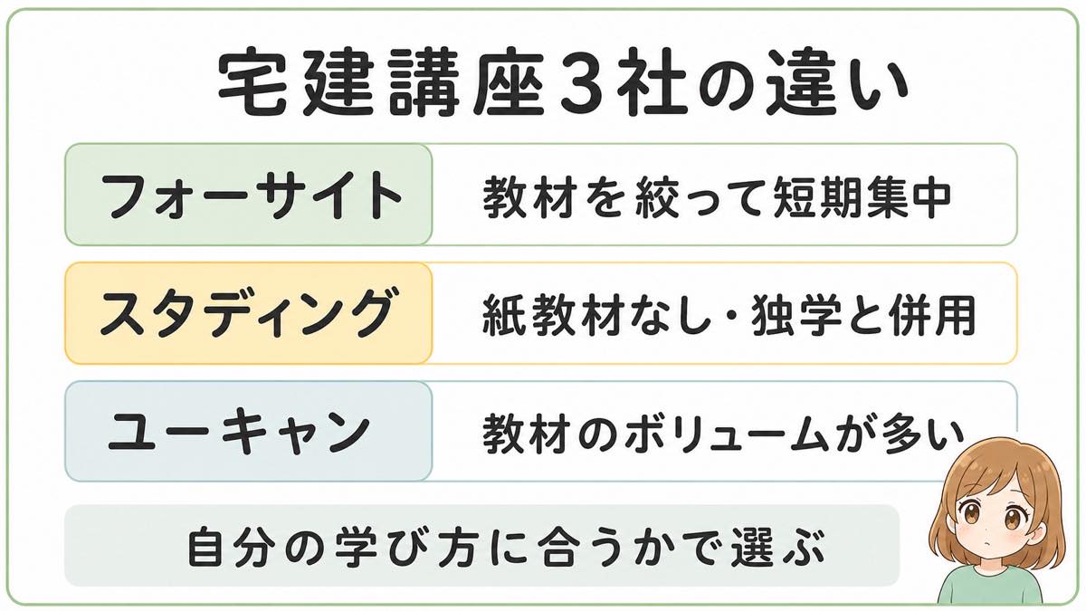 フォーサイト・スタディング・ユーキャンの特徴比較図