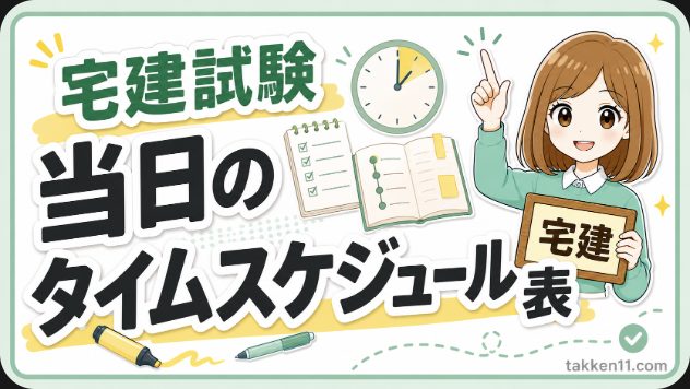 宅建試験 当日のタイムスケジュール表