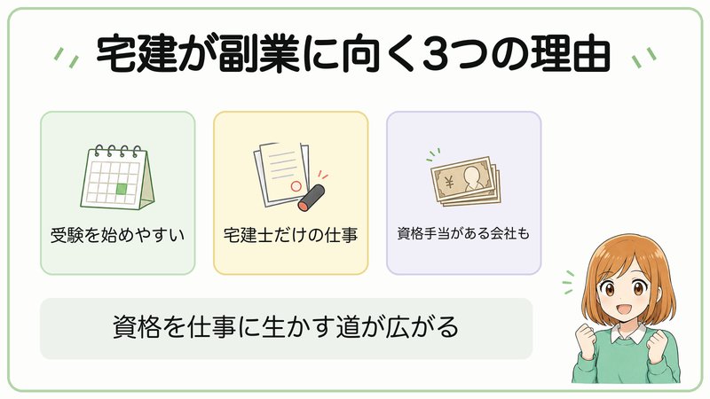 宅建が副業に向く3つの理由